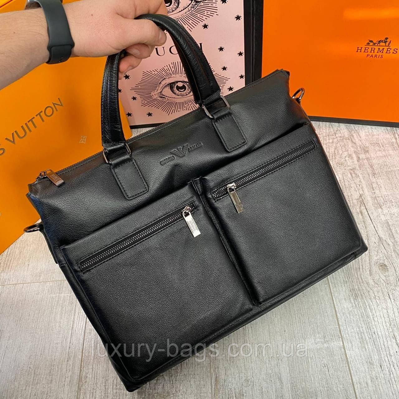 Шкіряний діловий портфель Armani Армані