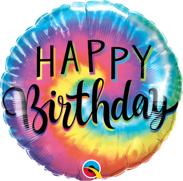 Q 18" Birthday Tie Dye Swirls Print Foil Balloon - Pkg. Куля фольгована З Днем народження — В УП