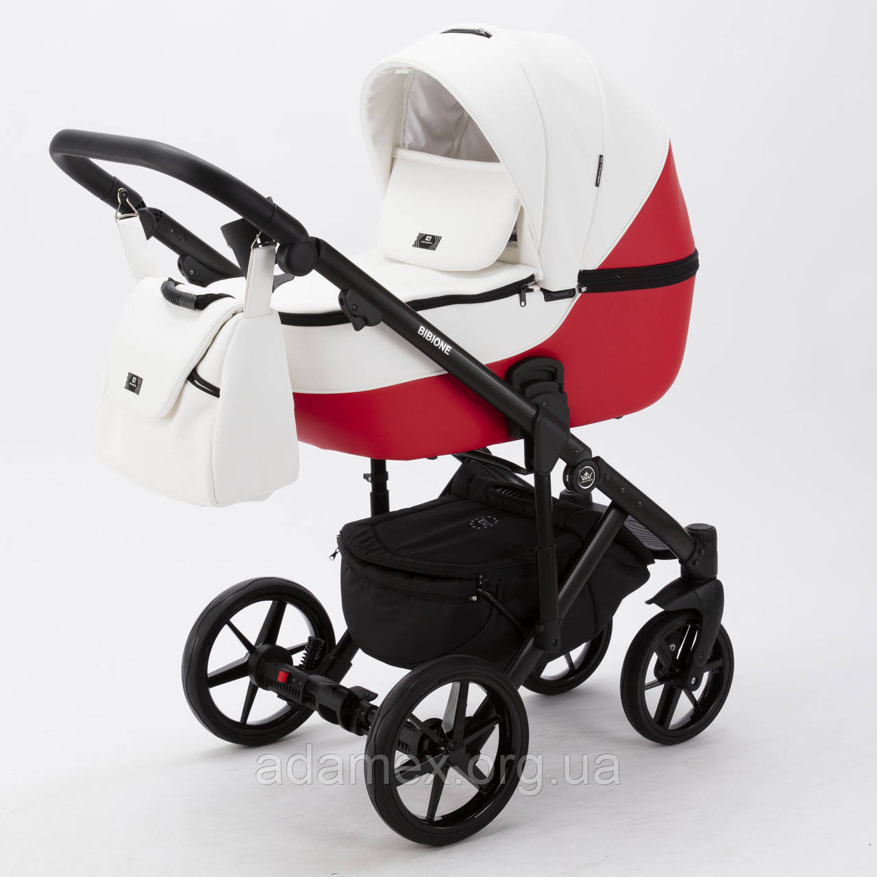 Коляска Adamex Bibione SD-02 білий+червоний
