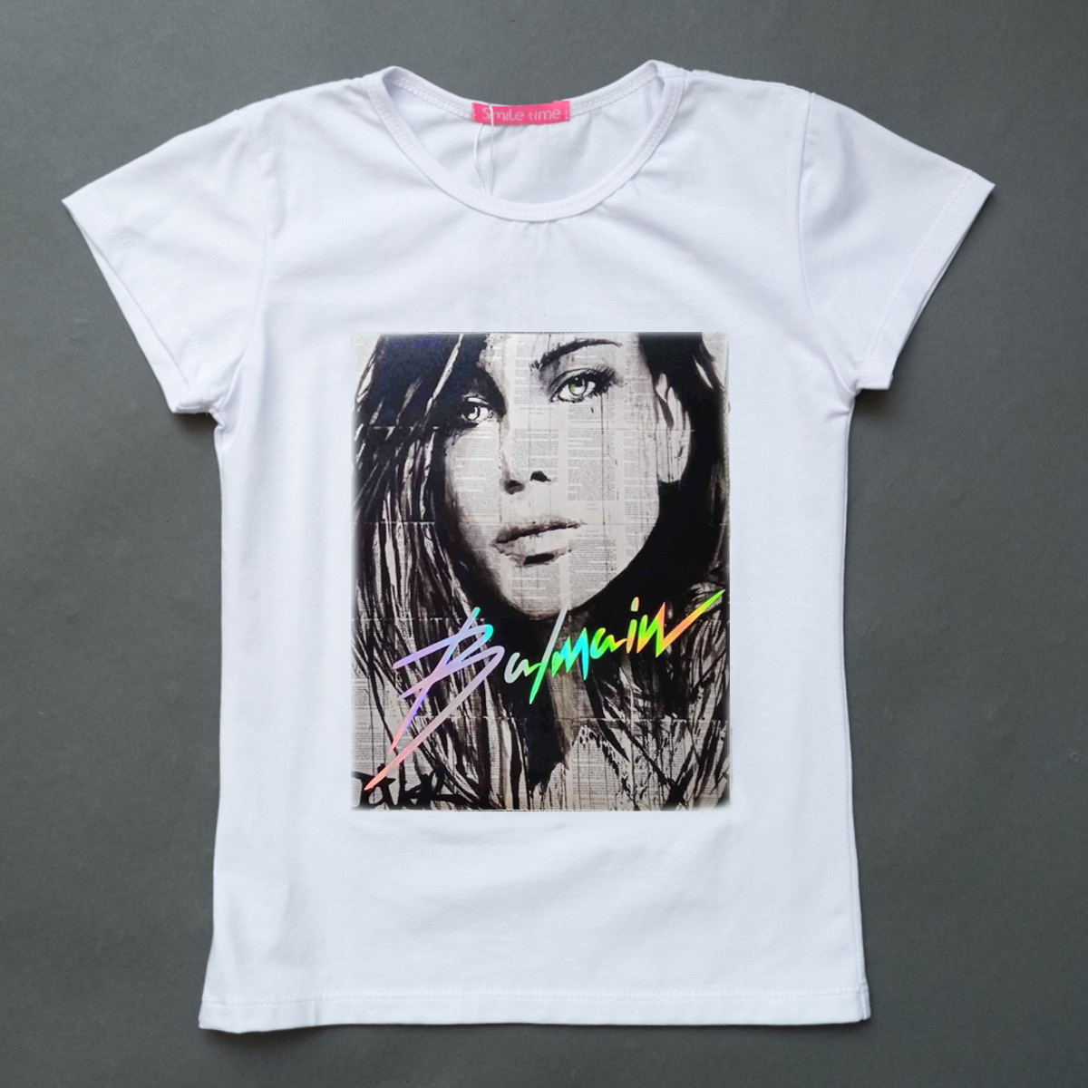Біла молодіжна футболка для дівчинки SmileTime Shining Girl Balmain
