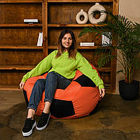 Кресло Мешок Пуфик Мяч Оксфорд XL Студия Комфорта Оранжевый + Черный