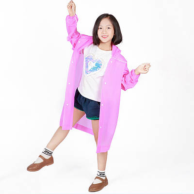 Дощовик дитячий якісний яскравий на кнопках з капюшоном EVA LOSSO KIDS рожевий