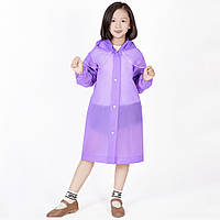 Дождевик детский плащ плотный яркий с капюшоном на кнопках EVA LOSSO KIDS фиолетовый