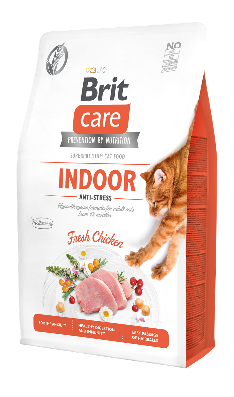 Корм Brit Care Cat GF Indoor Anti-stress (курка), 2 кг