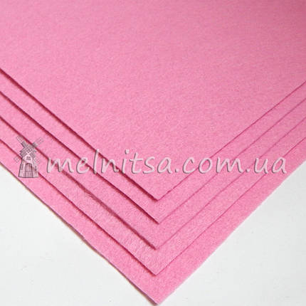 Фетр твердий лист 20х30 см, 2 мм, рожевий (Китай), фото 2
