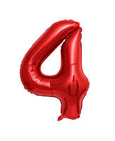 Фольгована цифра Slim STAR червоний "4" 40" (102см) в упаковці