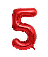 Фольгована цифра Slim STAR червоний "5" 40" (102см) в упаковці