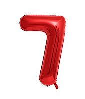 Фольгована цифра Slim STAR червоний "7" 40" (102см) в упаковці