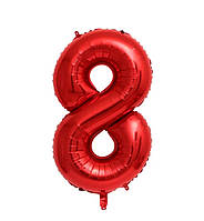 Фольгована цифра Slim STAR червоний "8" 40" (102см) в упаковці