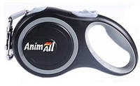 Поводок-рулетка AnimАll (ЭнимАЛ до 15кг / 3 метра S / серо-черный)