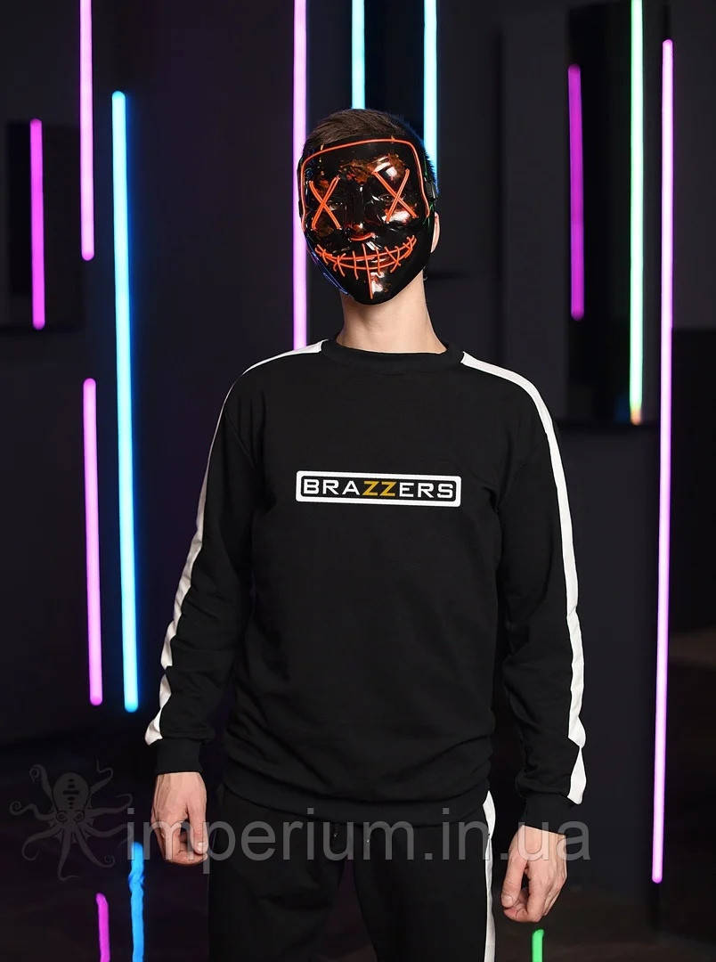 Кежуал світшот Brazzers logo | чорна кофта з білими лампасами