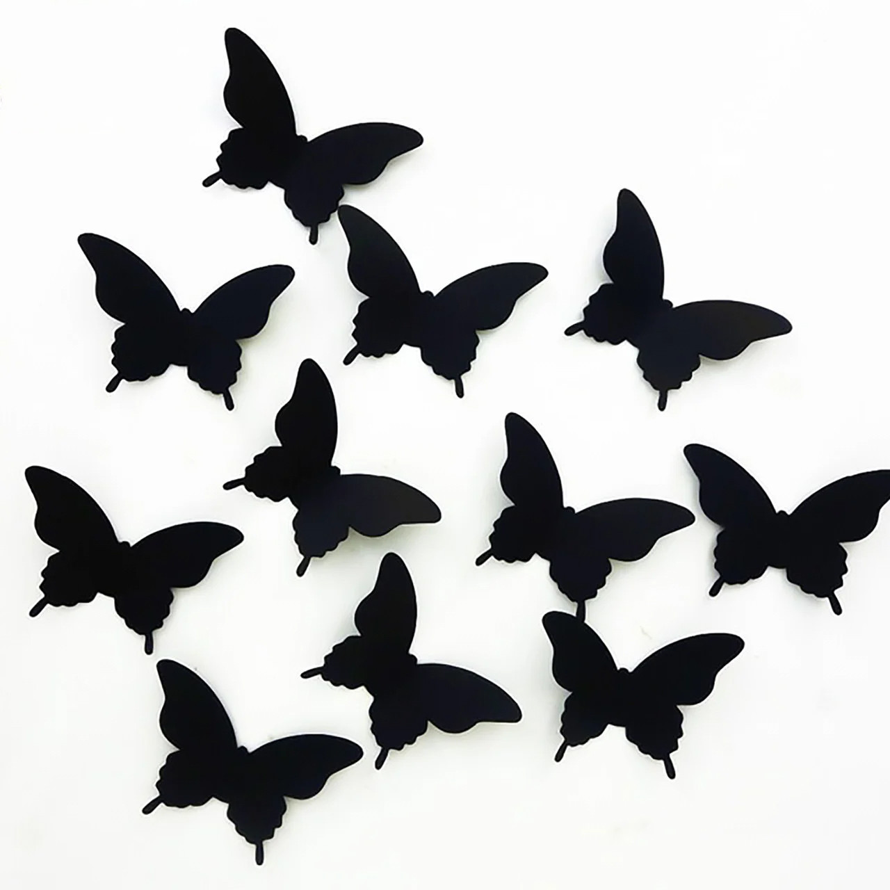 Бабочки интерьерные 20 штук. Мотыльки черные, декоративные наклейки 3D. - фото 1 - id-p917449284