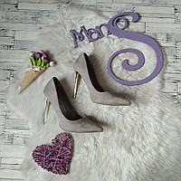Туфли женские Yes Mile серые замша на каблуке размер 39