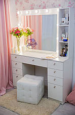 Стіл для візажиста, гримерный столик, дзеркало з підсвіткою, білий