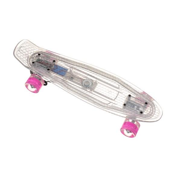 Скейт Пенні борд Penny Board світний прозорий з LED-підсвіткою 850 (рожеві колеса)