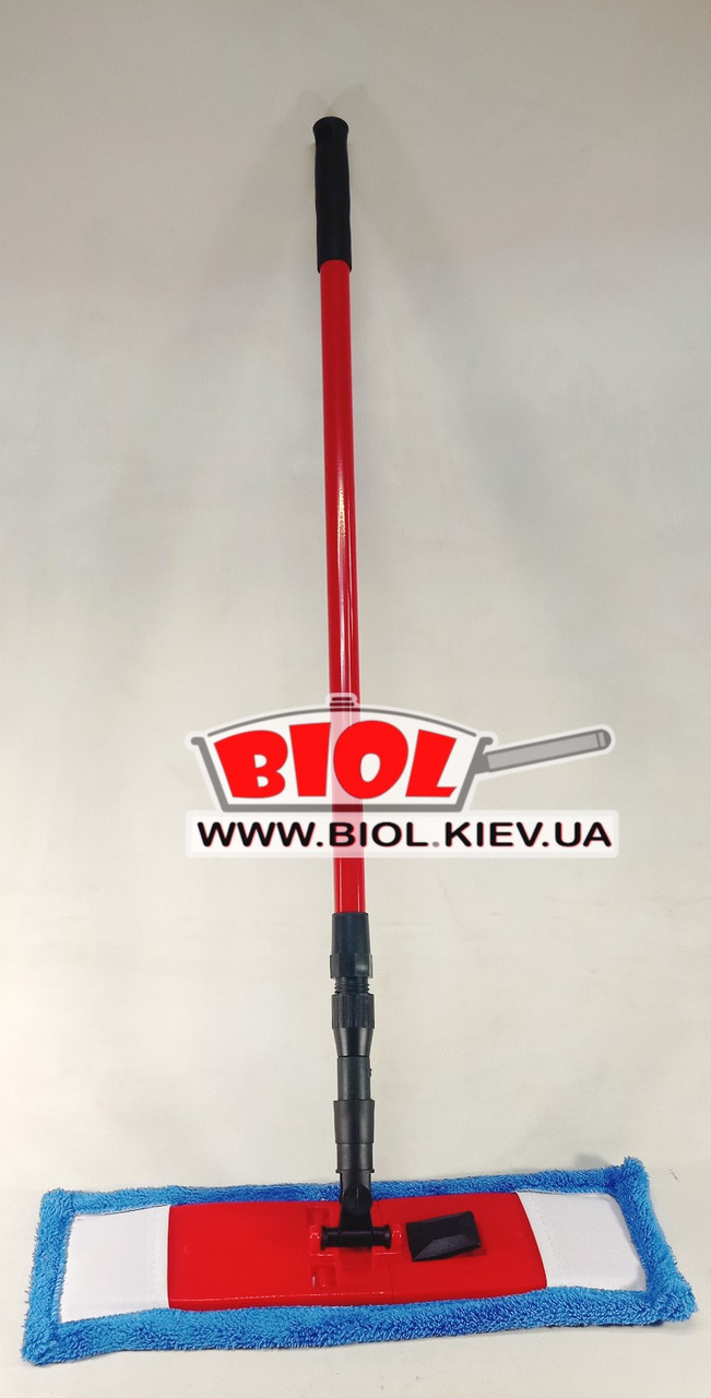 Швабра, 42х13 см телескоп, пластиковий замок, мікрофібра, синій, Домівка, фото 1