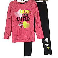Комплект для девочки: футболка с длинным рукавом и лосины, 116-146
