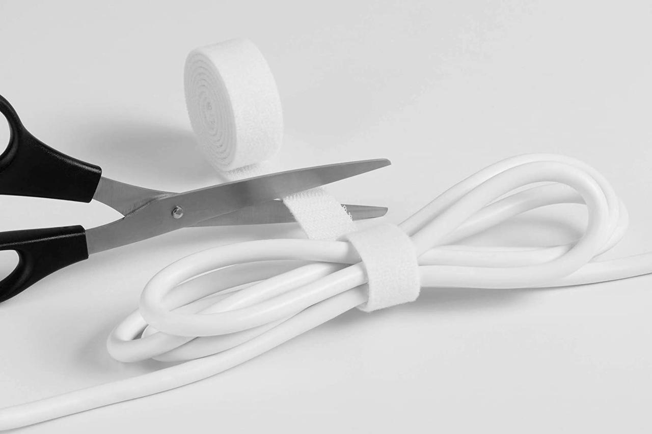 Стрічка на липучці для фіксації дротів біла 100 см х 2 см, CAVOLINE DURABLE