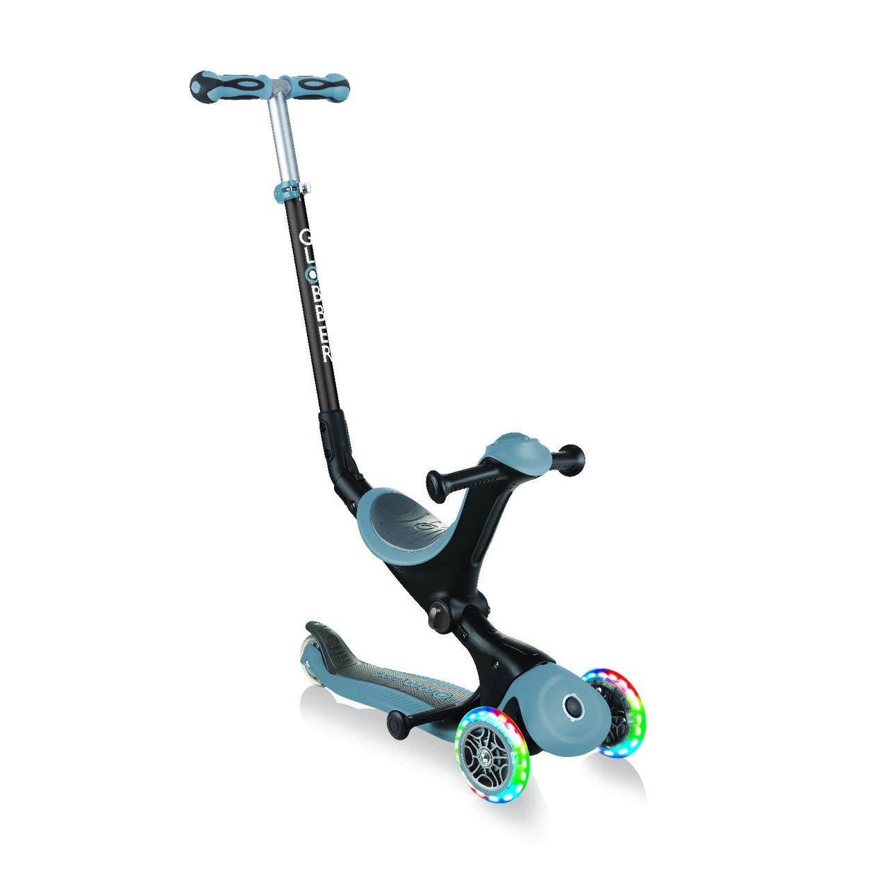 Самокат Globber Go Up Deluxe Lights 5в1 попелясто-блакитний, колеса світяться (646-200)