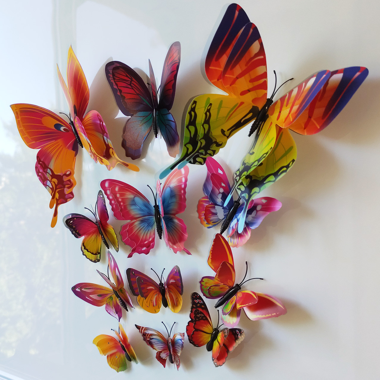 3D бабочки для декора двойные - 12 шт. Наклейки-бабочки на стену "Разноцветные". - фото 4 - id-p1042226537