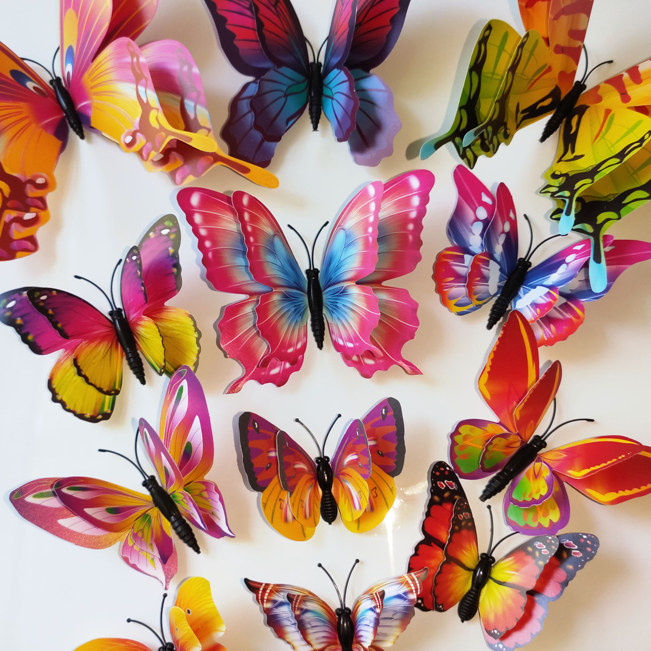 3D бабочки для декора двойные - 12 шт. Наклейки-бабочки на стену "Разноцветные". - фото 6 - id-p1042226537