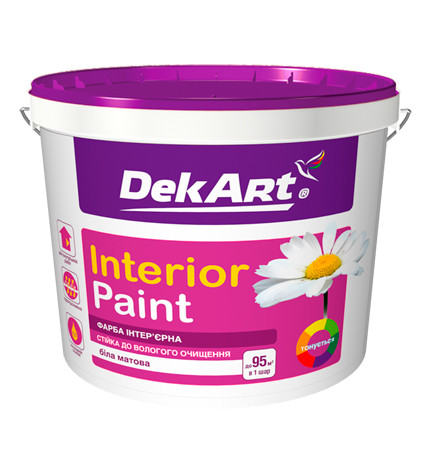 Матова акрилова фарба для стін та стель DekArt Interior Paint 4,0 л