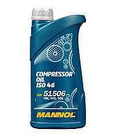 Компрессорное масло Mannol 2901 COMPRESSOR OIL ISO 46 1л (для пневмоинструмента и воздушных компрессоров)