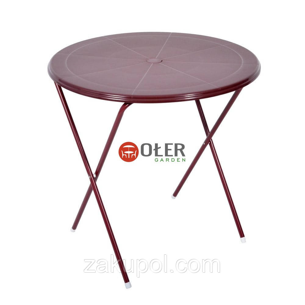 Стіл круглий TOPAZ, діаметр 65 см, туристичний бордовий, стіл OLER