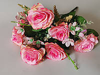 Искусственные цветы. Букет розы кустовой, розовый.