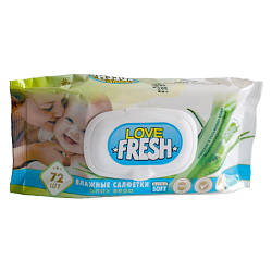 Серветки вологі "Love FRESH" з клапаном, 72 шт