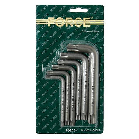 Набір ключів FORCE 5063T Torx Г-образних з отвором 6 пр. (Т40Н-Т60Н), фото 1