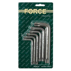 Набір ключів FORCE 5063T Torx Г-образних з отвором 6 пр. (Т40Н-Т60Н)