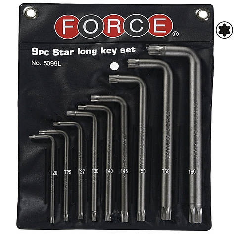 Набір ключів FORCE 5099L Torx Г-образних довгих 9 пр. (Т20-Т60), фото 1