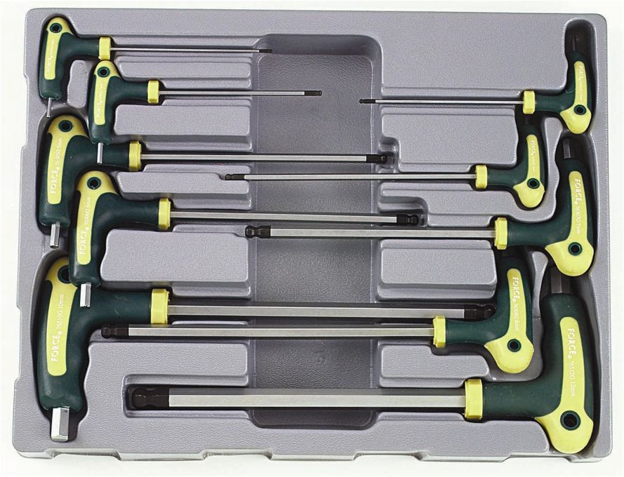 Набір ключів FORCE 5106B 6-гр. (HEX) Г-образних з кулею 10 пр. (2-12 мм)