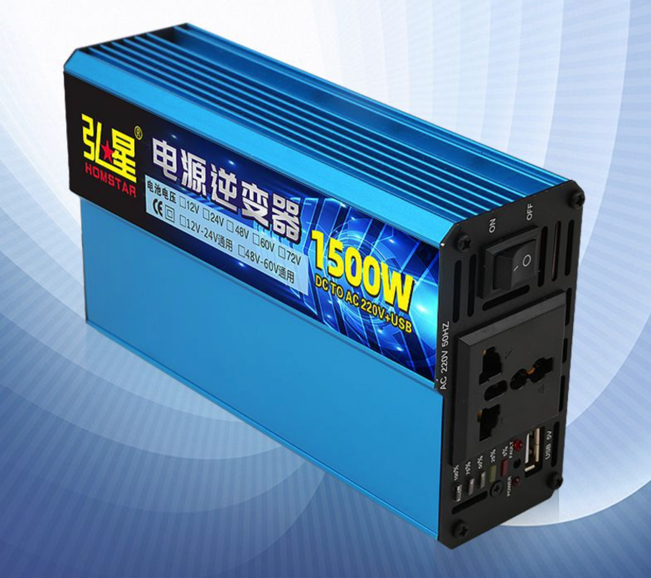 Автомобільний перетворювач напруги інвертор Voltronic з USB DC/AC 1500 W 60 V / 220 V Розетка 60 В 220 В 1500 Вт