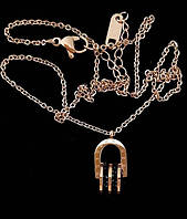 Кулон на ланцюжку Stainless Steel. Сталь. Камені: циркон. Позолота ЧВ. Ланцюжок: 40-43 см Кулони: 1,9 см