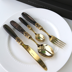 Набір столових приладів 24 од GOLD BROWN PEARL Domus&Design