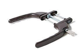 Ручка балконна PLANET двостороння вузька з ключем коричнева