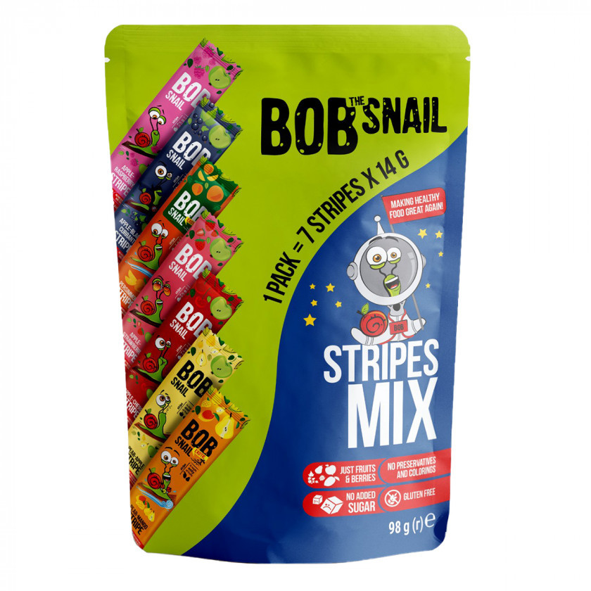 Асорті натуральних цукерок-страйп Bob Snail (Боб Снейл), 98 г