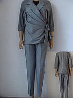 Классический женский костюм двойка в мелкую клеточку, пиджак с брюками (р-р.46) код 1294М