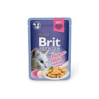 Brit Premium (Брит Премиум) Влажный корм с кусочками из филе курицы в желе для кошек (85 гр.)