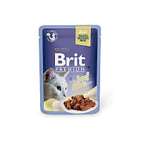 Влажный корм в желе для кошек Brit Premium (Брит Премиум) с кусочками из филе Говядины 85 гр.