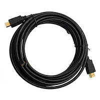 Шнур HDMI "Tcom" (шт.- шт.) Vers.-1,4, діам.-6 мм, gold, 3 м, чорний