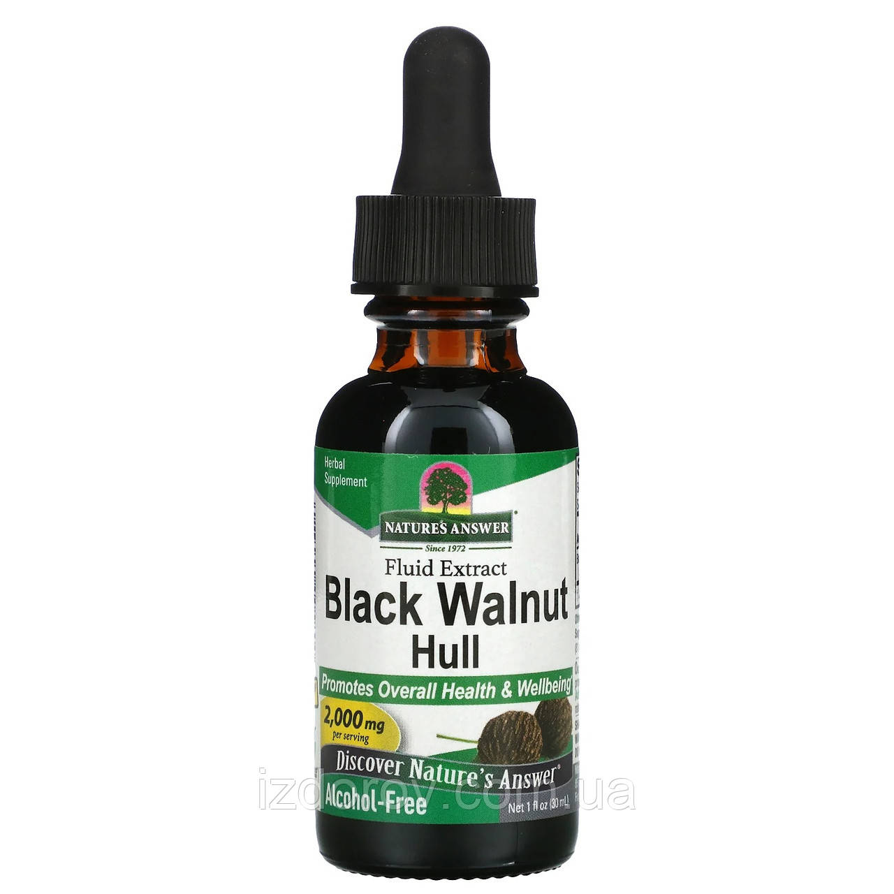 Чорний волоський горіх для дітей та дорослих 2000 мг Nature's Answer Black Walnut без спирту 30 мл