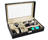 Органайзер бокс шкатулка для зберігання окулярів і годинників 9 відділень, фото 2