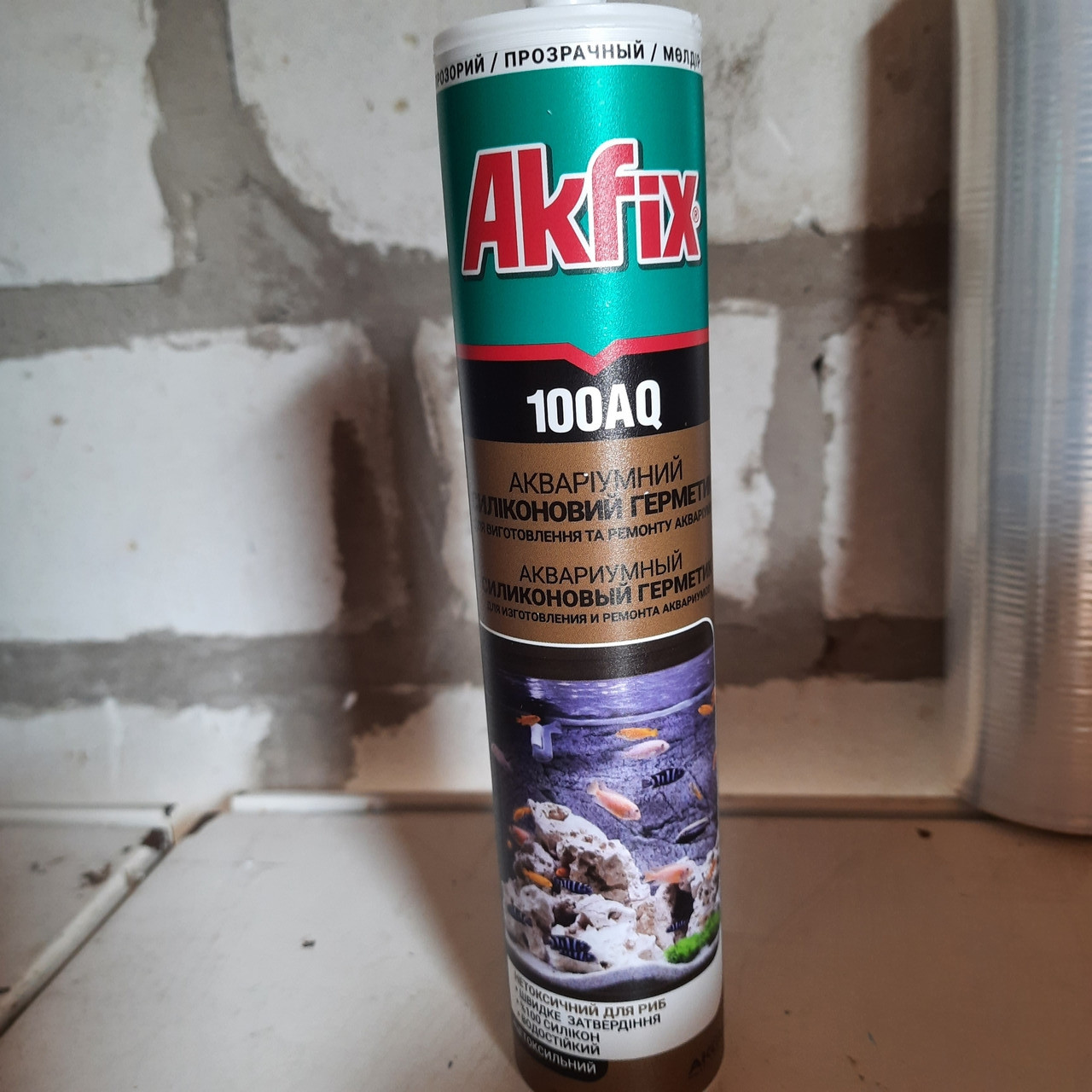 Герметик силіконовий акваріумний прозорий Akfix 100AQ 280 мл, фото 1