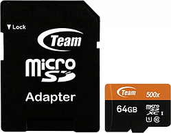 Швидкісна карта пам'яті мікросд Team 500x microSDXC 64GB