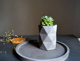 Бетонне геометричне кашпо-ваза "Мозаїка 11*8 см/Бетонний горщик/Бетонний кашпо для рослин