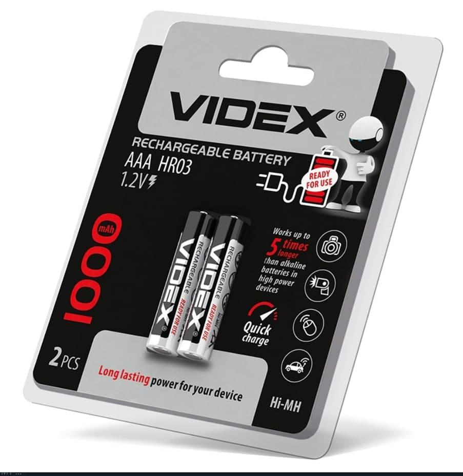 2шт Акумулятор мізинчик Videx AAA 1000 mAh
