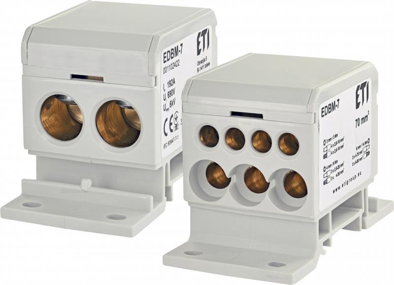 Блок розподільчий EDBM-7 (192A, 1500V AC/DC, OUT: 1х4-70)
